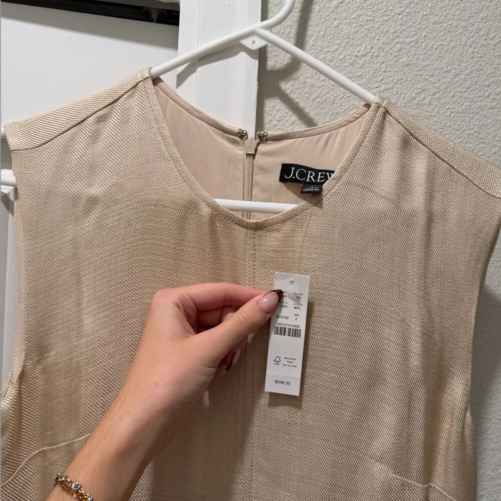 Fringe-trim dress in glossy twill - Picture 4 of 6